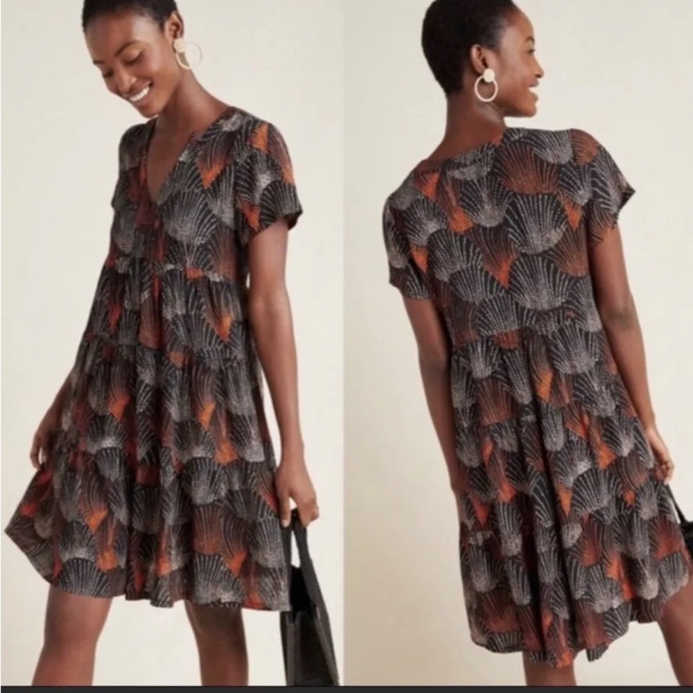 Anthropologie Maeve Tania Tiered Printed Mini Dress